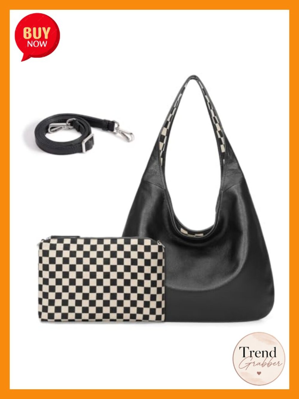 Genuine Leather Slouchy Hobo Bag Reversible Tote 2-in-1 Purse Set